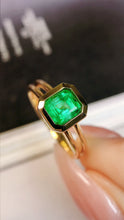 Load image into Gallery viewer, LUOWEND 18K Yellow Gold Real Natural Emerald Ring for Women
