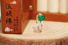 Load image into Gallery viewer, LUOWEND 18K White Gold Real Natural Emerald Ring for Women
