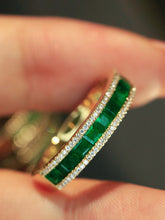 Load image into Gallery viewer, LUOWEND 18K Yellow Gold Fine Jewelry Natural Emerald Ring for Women
