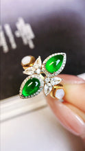 Load image into Gallery viewer, LUOWEND 18K Yellow Gold Real Natural Emerald Ring for Women
