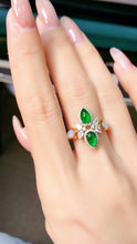 Load image into Gallery viewer, LUOWEND 18K Yellow Gold Real Natural Emerald Ring for Women
