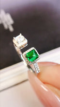 Load image into Gallery viewer, LUOWEND 18K White Gold Real Natural Emerald Ring for Women
