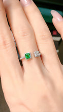 Load image into Gallery viewer, LUOWEND 18K White Gold Real Natural Emerald Ring for Women
