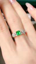 Load image into Gallery viewer, LUOWEND 18K White Gold Real Natural Emerald Ring for Women
