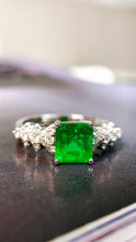 Load image into Gallery viewer, LUOWEND 18K White Gold Real Natural Emerald Ring for Women
