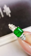 Load image into Gallery viewer, LUOWEND 18K White Gold Real Natural Emerald Ring for Women

