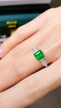 Load image into Gallery viewer, LUOWEND 18K White Gold Real Natural Emerald Ring for Women
