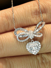 Load image into Gallery viewer, LUOWEND 18K White Gold Real Natural Diamond Pendant Necklace for Women
