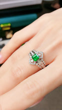 Load image into Gallery viewer, LUOWEND 18K White Gold Real Natural Emerald Ring for Women
