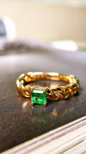 Load image into Gallery viewer, LUOWEND 18K Yellow Gold Real Natural Emerald Ring for Women
