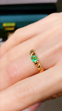 Load image into Gallery viewer, LUOWEND 18K Yellow Gold Real Natural Emerald Ring for Women
