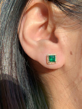 Load image into Gallery viewer, LUOWEND 18K White/Yellow Gold Fine Jewelry Natural Emerald Earrings for Women
