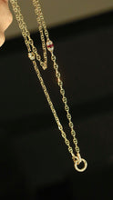Load image into Gallery viewer, LUOWEND 18K Yellow Gold Natural Ruby&amp;Diamond Necklace for Women
