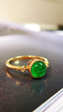 Load image into Gallery viewer, LUOWEND 18K Yellow Gold Real Natural Emerald Ring for Women
