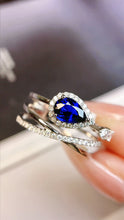 Load image into Gallery viewer, LUOWEND 18K White Gold Real Natural Sapphire Ring for Women

