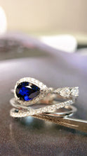 Load image into Gallery viewer, LUOWEND 18K White Gold Real Natural Sapphire Ring for Women
