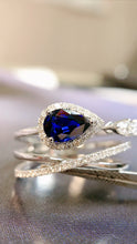 Load image into Gallery viewer, LUOWEND 18K White Gold Real Natural Sapphire Ring for Women

