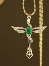 Load image into Gallery viewer, LUOWEND 18K Yellow Gold Natural Emerald Pendant for Women

