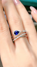 Load image into Gallery viewer, LUOWEND 18K White Gold Real Natural Sapphire Ring for Women
