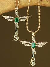 Load image into Gallery viewer, LUOWEND 18K Yellow Gold Natural Emerald Pendant for Women
