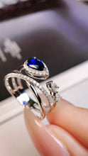 Load image into Gallery viewer, LUOWEND 18K White Gold Real Natural Sapphire Ring for Women
