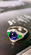 Load image into Gallery viewer, LUOWEND 18K White Gold Real Natural Sapphire Ring for Women
