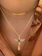 Load image into Gallery viewer, LUOWEND 18K Yellow Gold Natural Emerald Pendant for Women
