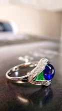 Load image into Gallery viewer, LUOWEND 18K White Gold Real Natural Sapphire Ring for Women
