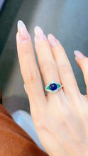 Load image into Gallery viewer, LUOWEND 18K White Gold Real Natural Sapphire Ring for Women
