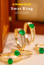Load image into Gallery viewer, LUOWEND 18K Yellow Gold Real Natural Emerald Ring for Women
