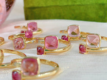 Load image into Gallery viewer, LUOWEND 18K Yellow Gold Natural Pink Tourmaline Ring for Women

