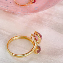 Load image into Gallery viewer, LUOWEND 18K Yellow Gold Natural Pink Tourmaline Ring for Women
