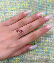 Load image into Gallery viewer, LUOWEND 18K Yellow Gold Natural Pink Tourmaline Ring for Women

