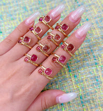 Load image into Gallery viewer, LUOWEND 18K Yellow Gold Natural Pink Tourmaline Ring for Women
