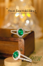 Load image into Gallery viewer, LUOWEND 18K White Gold Real Natural Emerald Ring for Women
