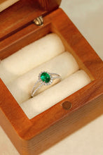 Load image into Gallery viewer, LUOWEND 18K White Gold Real Natural Emerald Ring for Women

