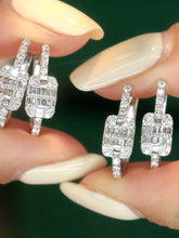 Load image into Gallery viewer, LUOWEND 18K White Gold Fine Jewelry Real Natural Diamond Earrings for Women
