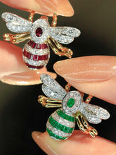Load image into Gallery viewer, LUOWEND 18K Yellow Gold Natural Ruby/Emerald Pendant for Women
