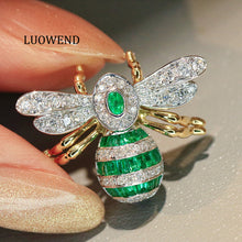 Load image into Gallery viewer, LUOWEND 18K Yellow Gold Natural Ruby/Emerald Pendant for Women
