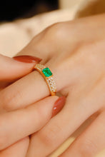 Load image into Gallery viewer, LUOWEND 18K Yellow Gold Real Natural Emerald Ring for Women
