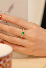 Load image into Gallery viewer, LUOWEND 18K Yellow Gold Real Natural Emerald Ring for Women
