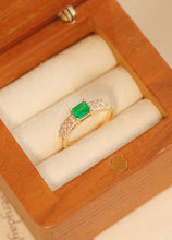 Load image into Gallery viewer, LUOWEND 18K Yellow Gold Real Natural Emerald Ring for Women
