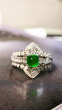 Load image into Gallery viewer, LUOWEND 18K White Gold Real Natural Emerald Ring for Women
