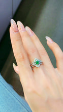 Load image into Gallery viewer, LUOWEND 18K White Gold Real Natural Emerald Ring for Women
