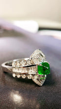 Load image into Gallery viewer, LUOWEND 18K White Gold Real Natural Emerald Ring for Women

