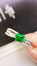Load image into Gallery viewer, LUOWEND 18K White Gold Real Natural Emerald Ring for Women
