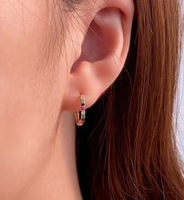 Load image into Gallery viewer, LUOWEND 18K Yellow Gold Natural Color Sapphire Earrings for Women
