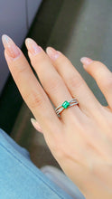 Load image into Gallery viewer, LUOWEND 18K White Gold Real Natural Emerald Ring for Women

