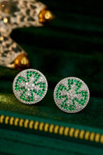 Load image into Gallery viewer, LUOWEND 18K White Gold Real Natural Emerald Natural Diamond Earrings for Women
