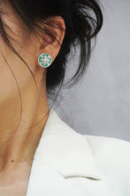 Load image into Gallery viewer, LUOWEND 18K White Gold Real Natural Emerald Natural Diamond Earrings for Women
